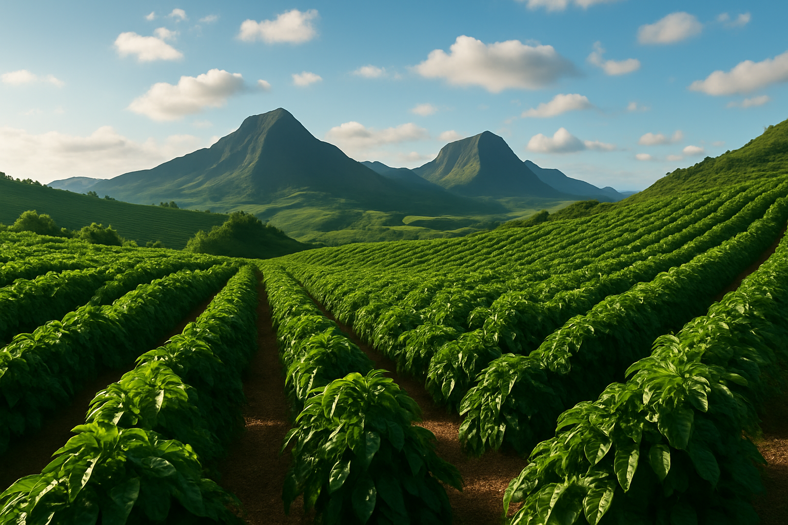 Clean coffee plantation banner with mountains - no text