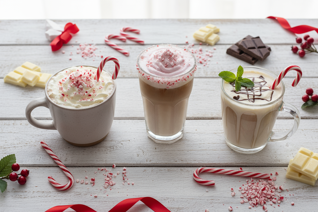 Celebrate with three festive Candy Cane coffee recipes featuring peppermint and chocolate. From classic mochas to white chocolate variations—holiday cheer in every sip.