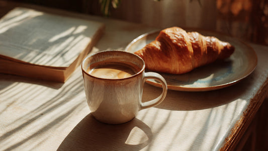 Latin American Blend coffee served on café table.