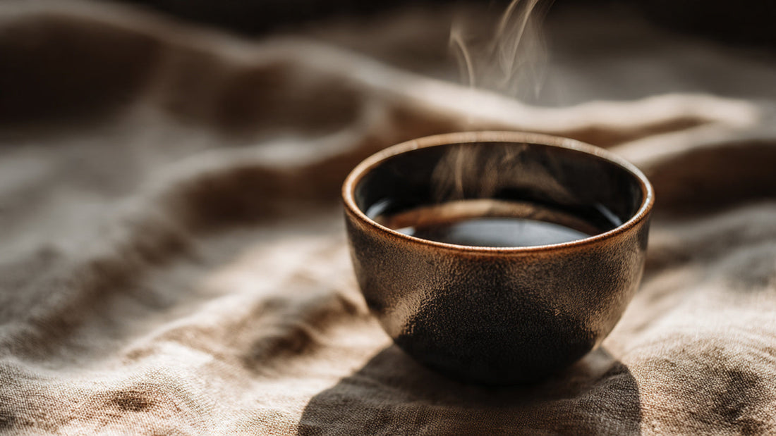 Guatemalan single origin coffee in ceramic cup with rich chocolate tones and balanced editorial lighting
