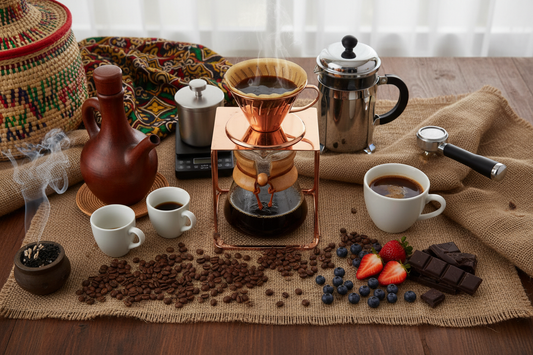 Discover Ethiopia Natural coffee—the birthplace of coffee. Learn about its wild, fruity flavor profile, perfect food pairings, and the best brewing methods to highlight its complex character.