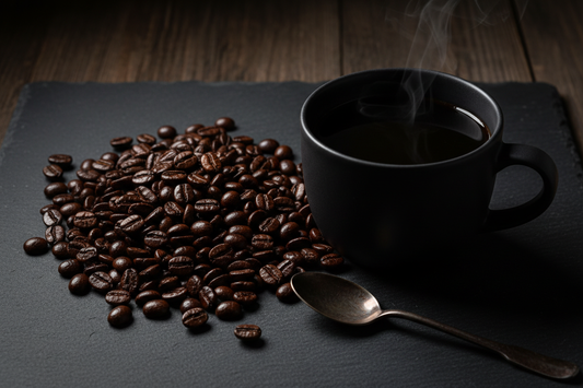 French Roast premium African coffees roasted to dark perfection with bittersweet flavor, low acidity, and bold character