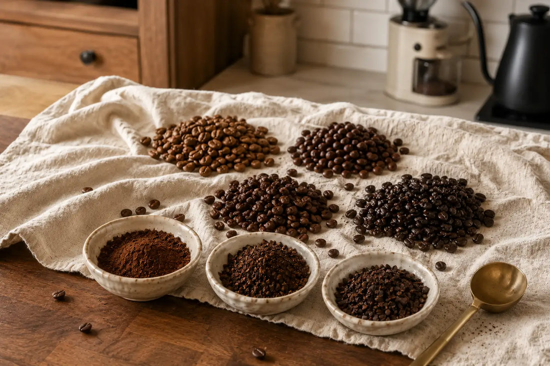 coffee roast levels, coffee grind levels