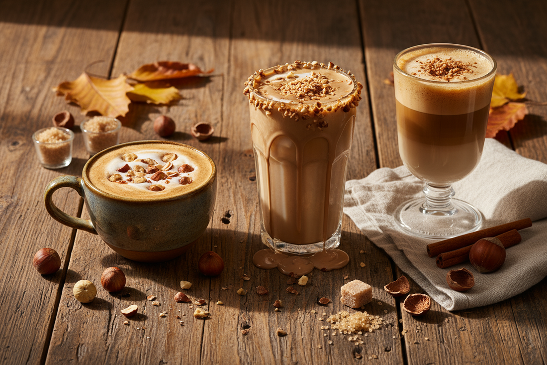 Master three classic Hazelnut coffee recipes—from a traditional latte to a layered macchiato. Timeless nutty elegance in every cup.
