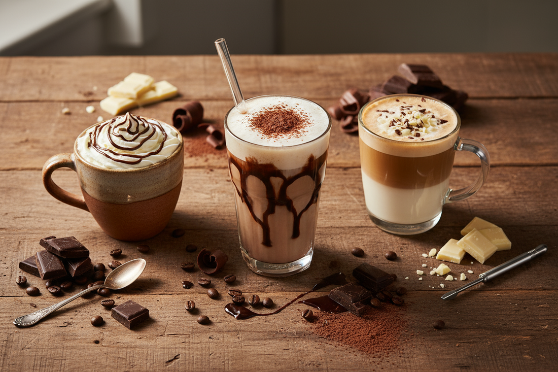Master three classic Mocha coffee recipes—from a traditional caffè mocha to a white chocolate variation. The perfect marriage of coffee and chocolate in every cup.