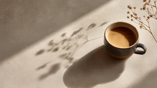 Balanced coffee in a cup with smooth appearance and even tones under soft lighting