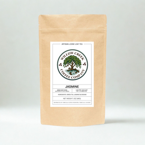Jasmine tea product display showing premium loose leaf tea packaging