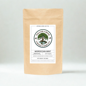 Moroccan Mint tea product display showing premium green mint loose leaf tea packaging