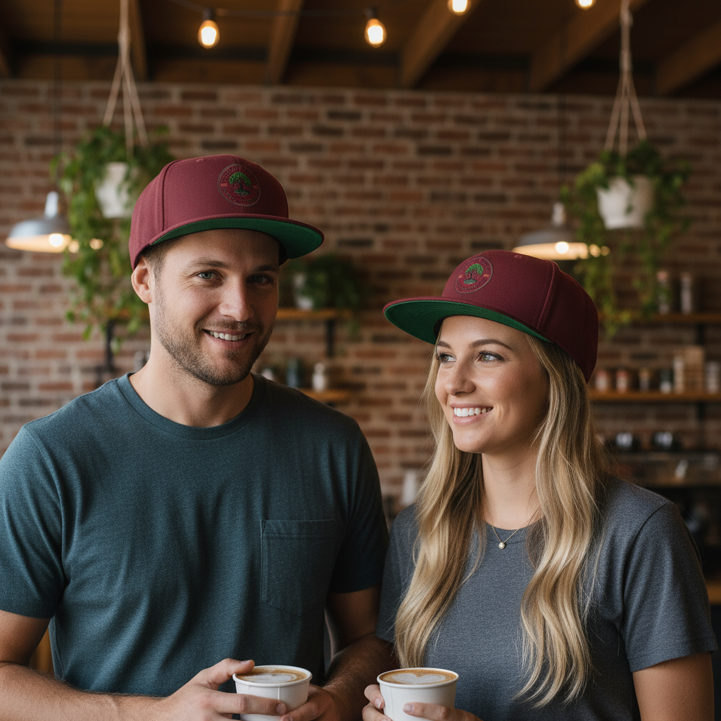Burgundy Maroon Snapback Hats - Close Up