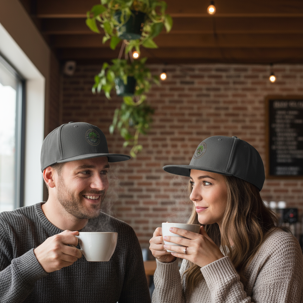 Charcoal Gray Snapback Hats - Close Up
