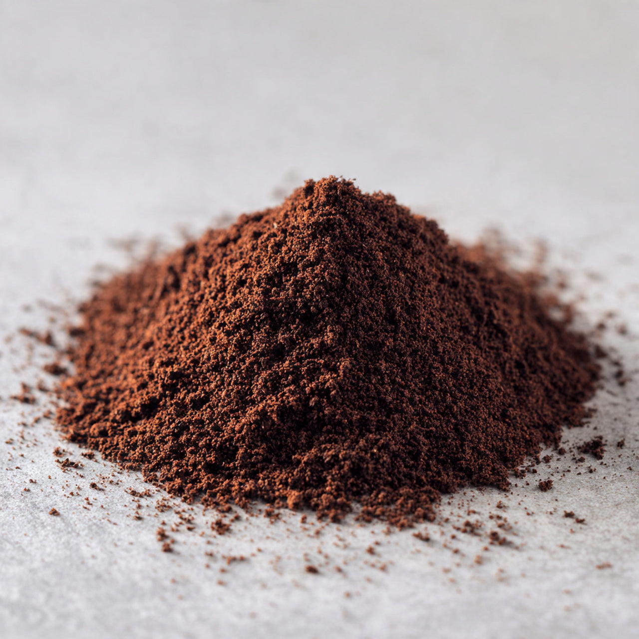 Close-up of ground ethiopia coffee on a light background