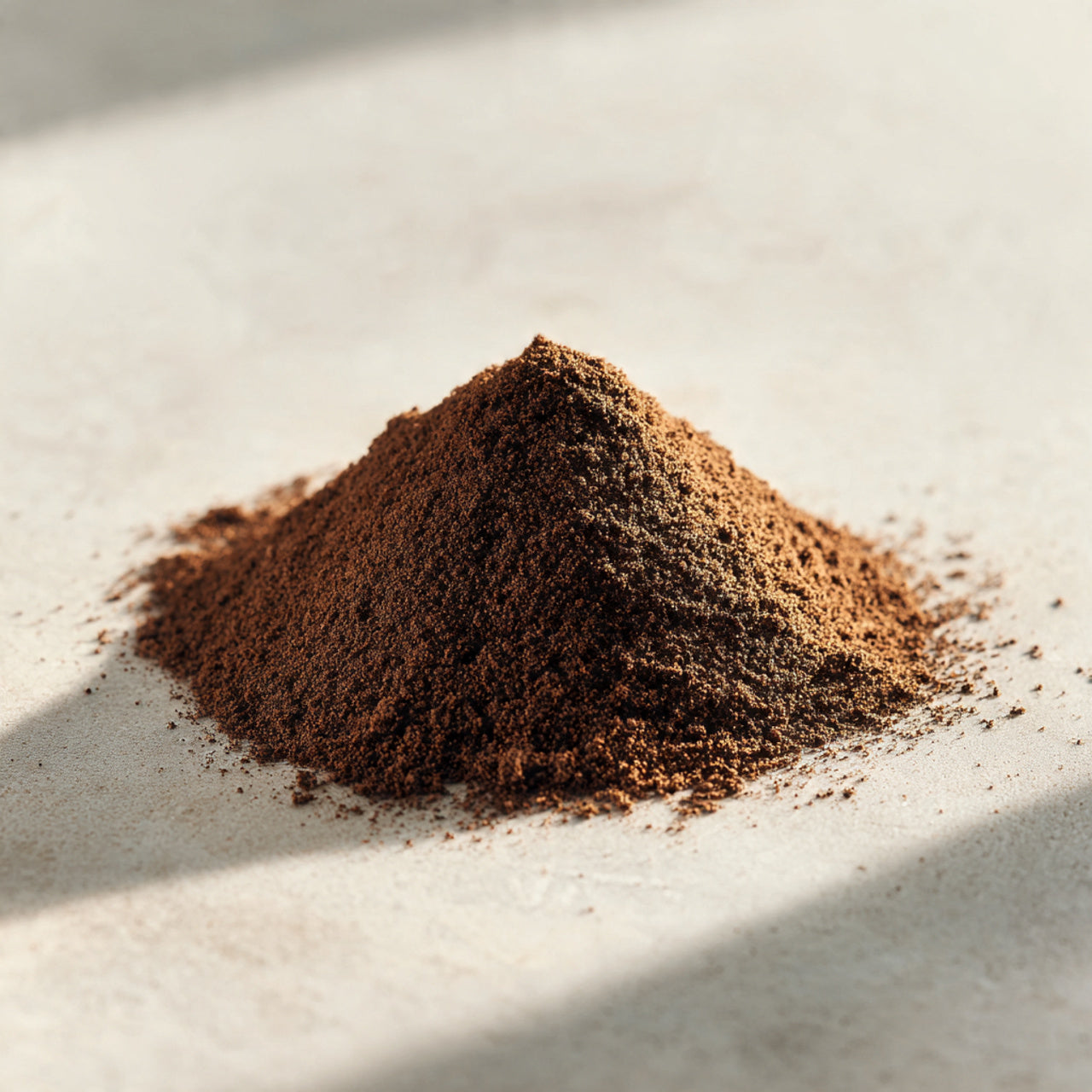 close-up honduras coffee grounds on a light surface