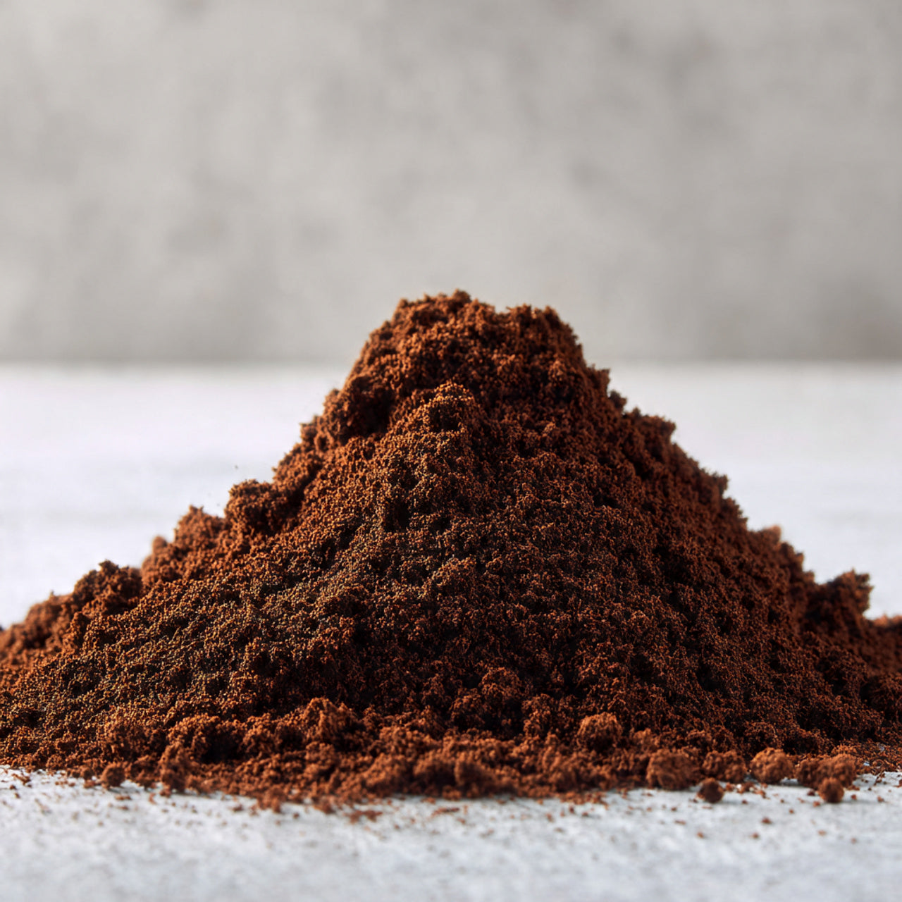 fresh  ground mint coffee on a light gray background