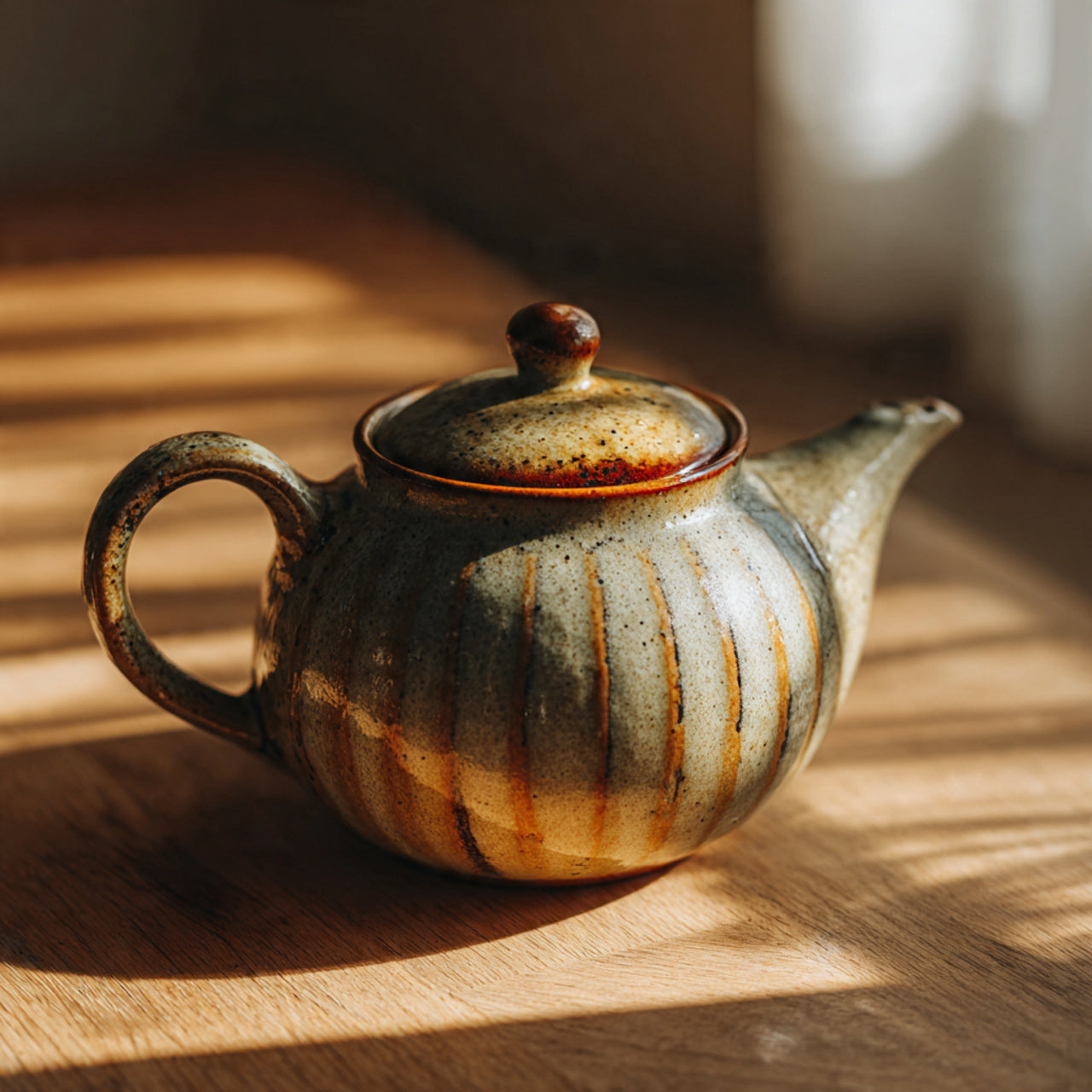 Hojicha tea steeping in teapot.