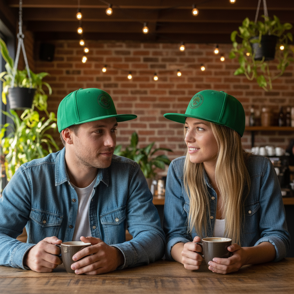 Kelly Green Snapback Hats - Close Up