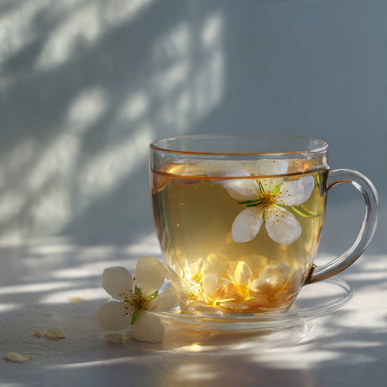 Hot jasmine tea in cup.
