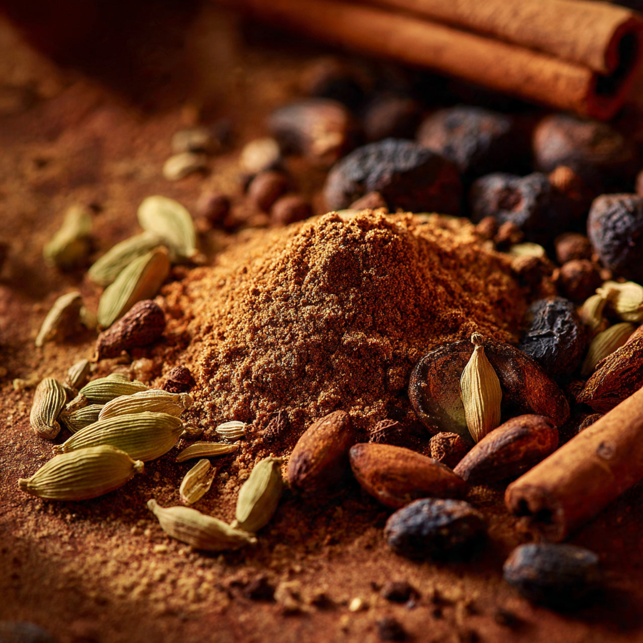 Loose masala chai tea with spices.
