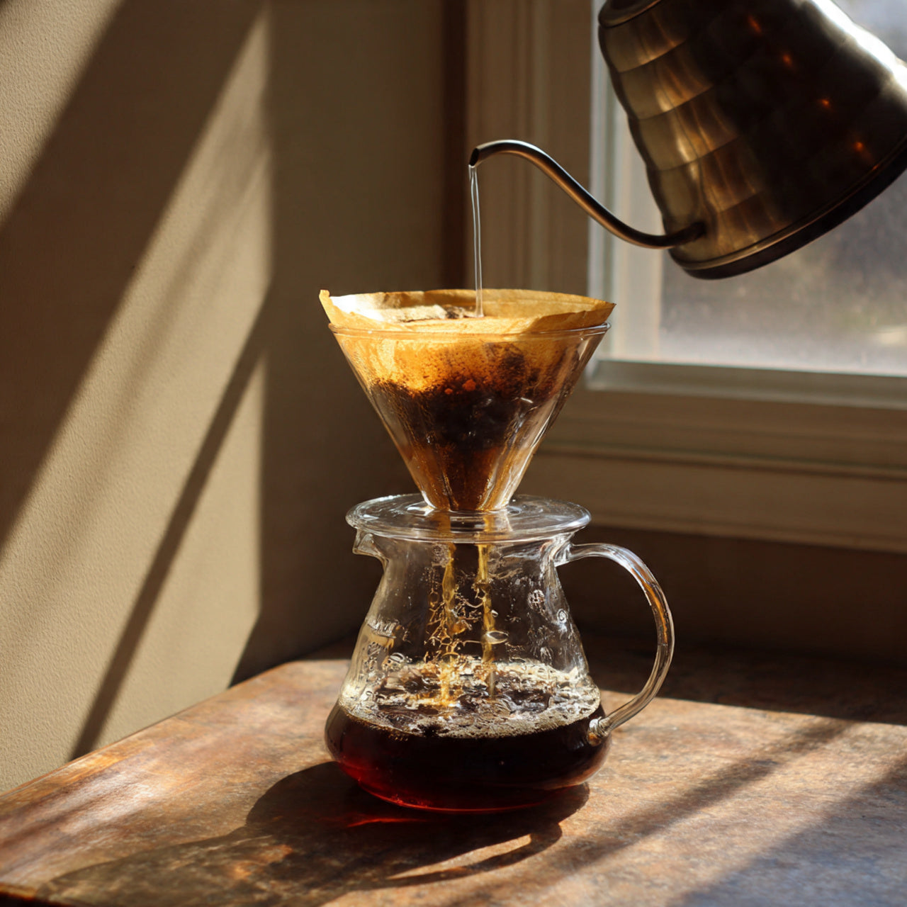 pour-over tanzania coffee in morning