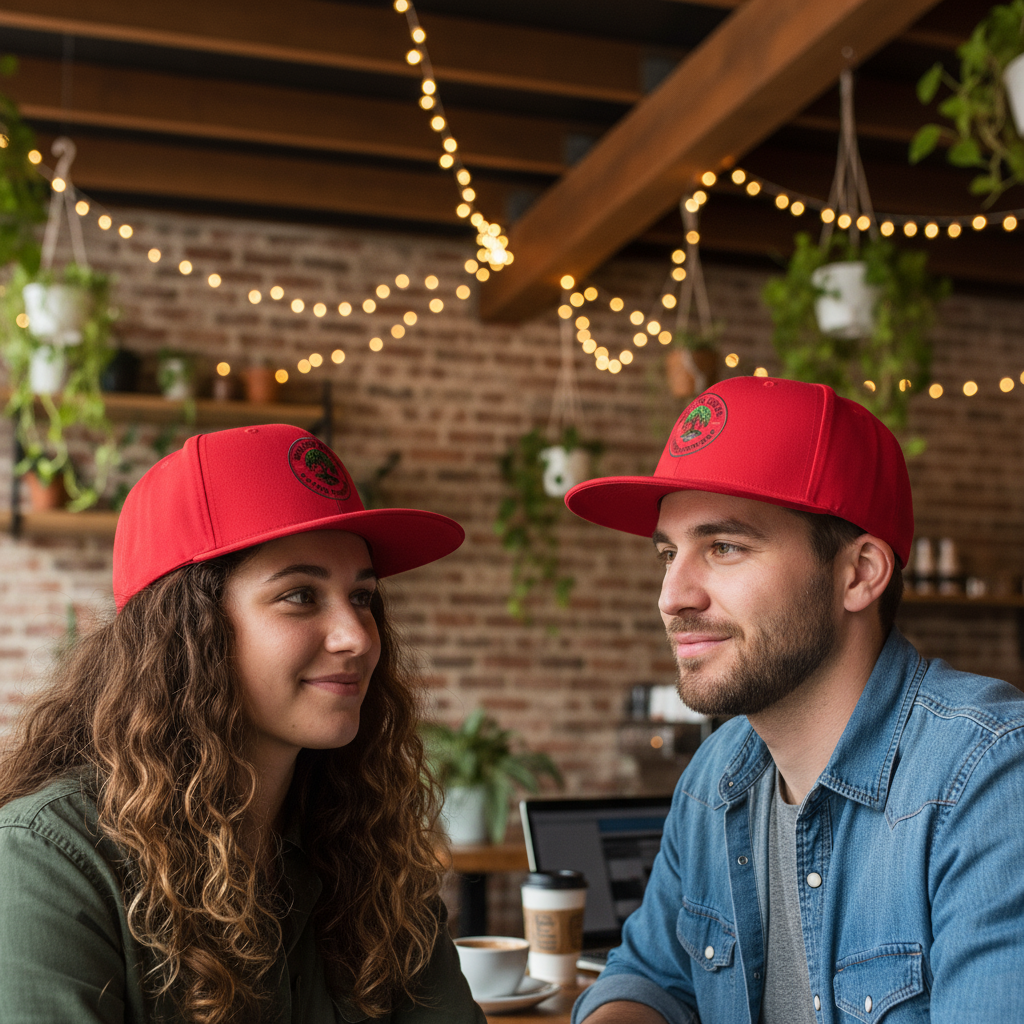 Red Snapback Hats - Close Up