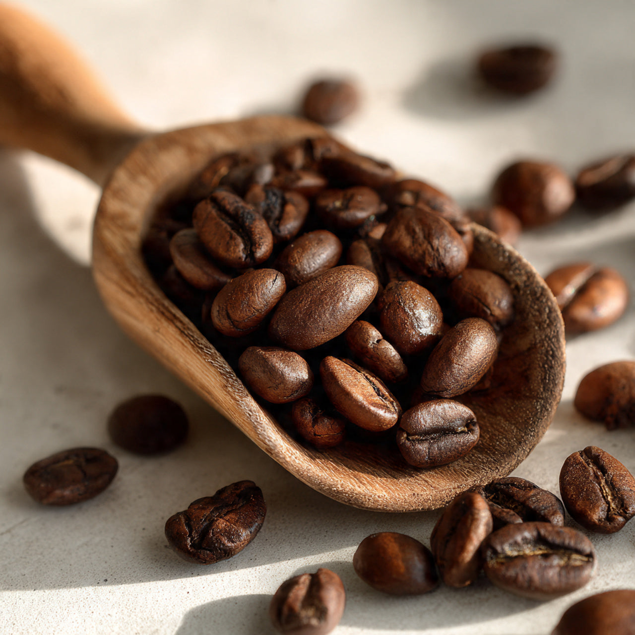  roasted coffee beans with chocolate caramel and pecan aroma